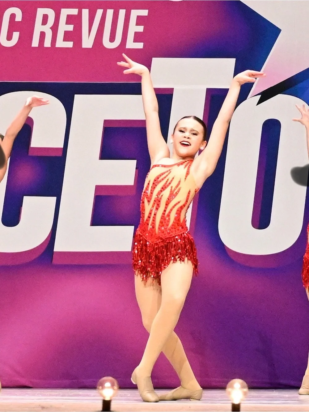 Glamour Jazz Red Sequin Flame Fringe Dance Costume